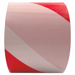 MOCNA SZEROKA TAŚMA OSTRZEGAWCZA BIAŁO-CZERWONA 75mm x100m