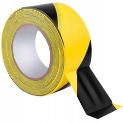 MOCNA TAŚMA PRZYLEPNA BHP OZNACZENIOWA OSTRZEGAWCZA ŻÓŁTO-CZARNA 48mm x 66m