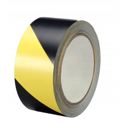 MOCNA TAŚMA PRZYLEPNA BHP OZNACZENIOWA OSTRZEGAWCZA ŻÓŁTO-CZARNA 48mm x 33m