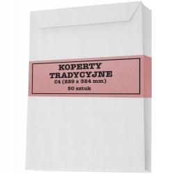 KOPERTA KOPERTY BIAŁE BIUROWE LISTOWE C4 BEZ OKIENKA MOCNY KLEJ 50 SZT