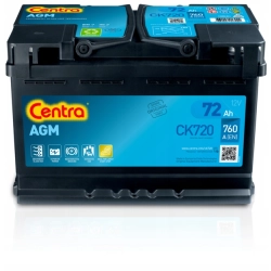 AKUMULATOR SAMOCHODOWY CENTRA AGM 72AH 760A CK720