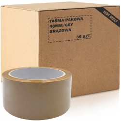 TAŚMA PAKOWA KLEJĄCA BRĄZOWA 60M 48/66Y MOCNA KLEJ HOT MELT KARTON 36 SZTUK