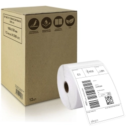 ETYKIETY TERMICZNE SAMOPRZYLEPNE SUPER BIAŁE 100x150 MM 500 SZTUK 12 ROLEK