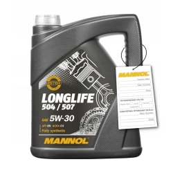 MANNOL 7715 OEM 5W30 5L LONGLIFE 504 / 507 VW AUDI