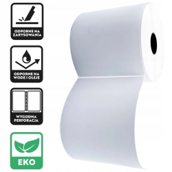 ETYKIETY TERMICZNE SAMOPRZYLEPNE SUPER BIAŁE 100x150 MM 500 SZTUK 24 ROLKI