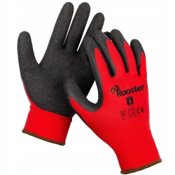 RĘKAWICZKI RĘKAWICE BHP ROBOCZE ROZMIAR 8 CZERWONE + CZARNY LATEKS