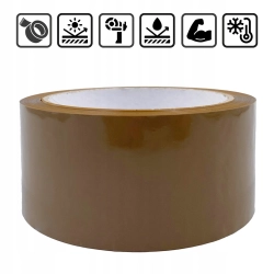TAŚMA PAKOWA KLEJĄCA BRĄZOWA 60M 48/66Y MOCNA KLEJ HOT MELT KARTON 36 SZTUK