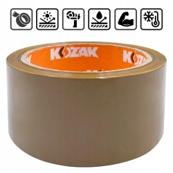 TAŚMA PAKOWA KLEJĄCA BRĄZOWA 48mm/66y KOZAK KLEJ HOT MELT KARTON 36 SZTUK