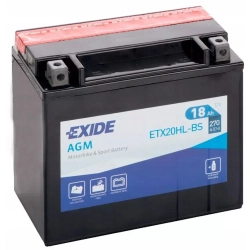 AKUMULATOR MOTOCYKLOWY EXIDE BIKE 12V 18AH 270A AGM ETX20HL-BS YTX20HL