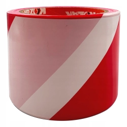 MOCNA SZEROKA TAŚMA OSTRZEGAWCZA BIAŁO-CZERWONA 75mm x100m