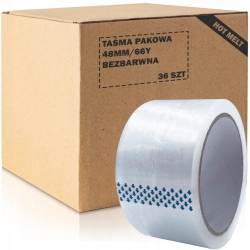 TAŚMA PAKOWA KLEJĄCA BARDZO MOCNA KAUCZUKOWA HOT MELT 48/66Y KARTON 36 SZT