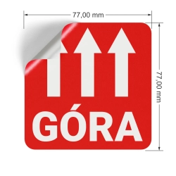 ETYKIETY NAKLEJKI 77x77mm GÓRA x1000 SZTUK