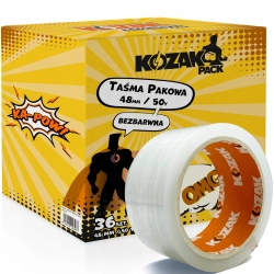 TAŚMA KLEJĄCA PAKOWA 45MV BEZBARWNA 48/50Y KOZAK BARDZO MOCNA 36 SZTUK