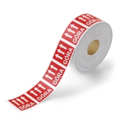 ETYKIETY NAKLEJKI 77x77mm GÓRA x1000 SZTUK