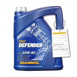 MANNOL DEFENDER 10W40 5L 7507 VW 501.01/505.00