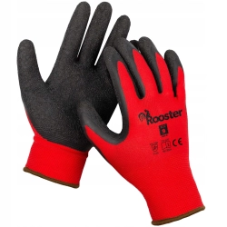 RĘKAWICZKI RĘKAWICE BHP ROBOCZE ROZMIAR 9 CZERWONE + CZARNY LATEKS 12 PAR