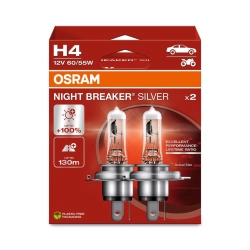 ŻARÓWKI OSRAM NIGHT BREAKER SILVER +100 H4 60/55 W 2 SZTUKI