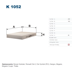 FILTR KABINOWY FILTRON K 1052