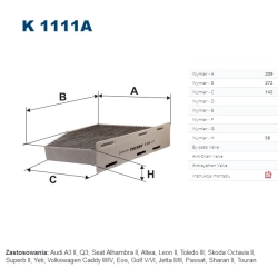 FILTR KABINOWY FILTRON K 1111A