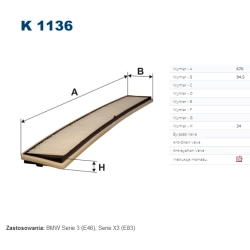 FILTR KABINOWY FILTRON K 1136