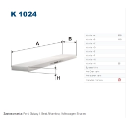 FILTR KABINOWY FILTRON K 1024