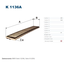 FILTR KABINOWY FILTRON K 1136A