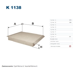 FILTR KABINOWY FILTRON K 1138