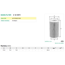 FILTR POWIETRZA MANN FILTER C 12 107/1