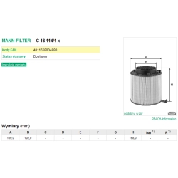 FILTR POWIETRZA MANN C 16 114/1X