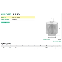 FILTR POWIETRZA MANN FILTER C 17 137 X