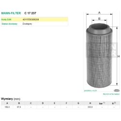 FILTR POWIETRZA MANN FILTER C 17 237