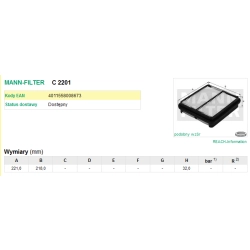 FILTR POWIETRZA MANN FILTER C 2201