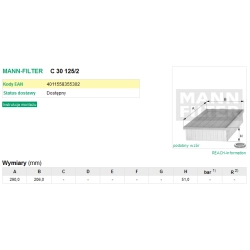 FILTR POWIETRZA MANN FILTER C 30 125/2