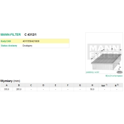FILTR POWIETRZA MANN FILTER C 4312/1