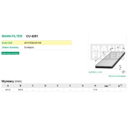 FILTR KABINOWY MANN FILTER CU 4251