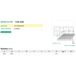 FILTR KABINOWY MANN FILTER CUK 2440