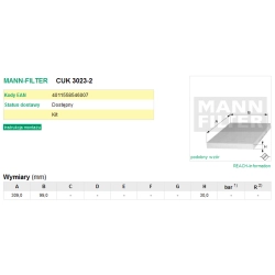 FILTR KABINOWY MANN FILTER CUK 3023-2