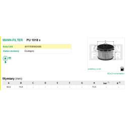 FILTR PALIWA MANN FILTER PU 1018 X