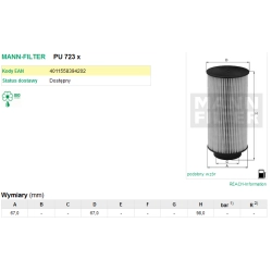 FILTR PALIWA MANN FILTER PU 723 X