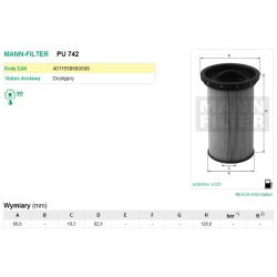 FILTR PALIWA MANN FILTER PU 742