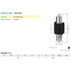 FILTR PALIWA MANN FILTER WK 516/1