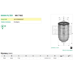 FILTR PALIWA MANN FILTER WK 718/2