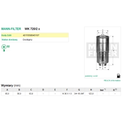 FILTR PALIWA MANN FILTER WK 720/2 X