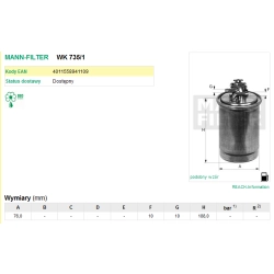FILTR PALIWA MANN FILTER WK 735/1