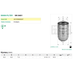 FILTR PALIWA MANN FILTER WK 845/1
