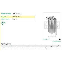 FILTR PALIWA MANN FILTER WK 853/12