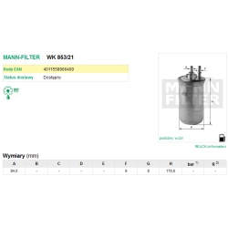 FILTR OLEJU MANN FILTER WK 853/21