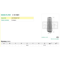 FILTR POWIETRZA MANN FILTER C 15 105/1