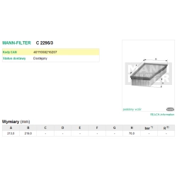 FILTR POWIETRZA MANN FILTER C 2295/3