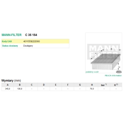 FILTR POWIETRZA MANN FILTER C 35 154